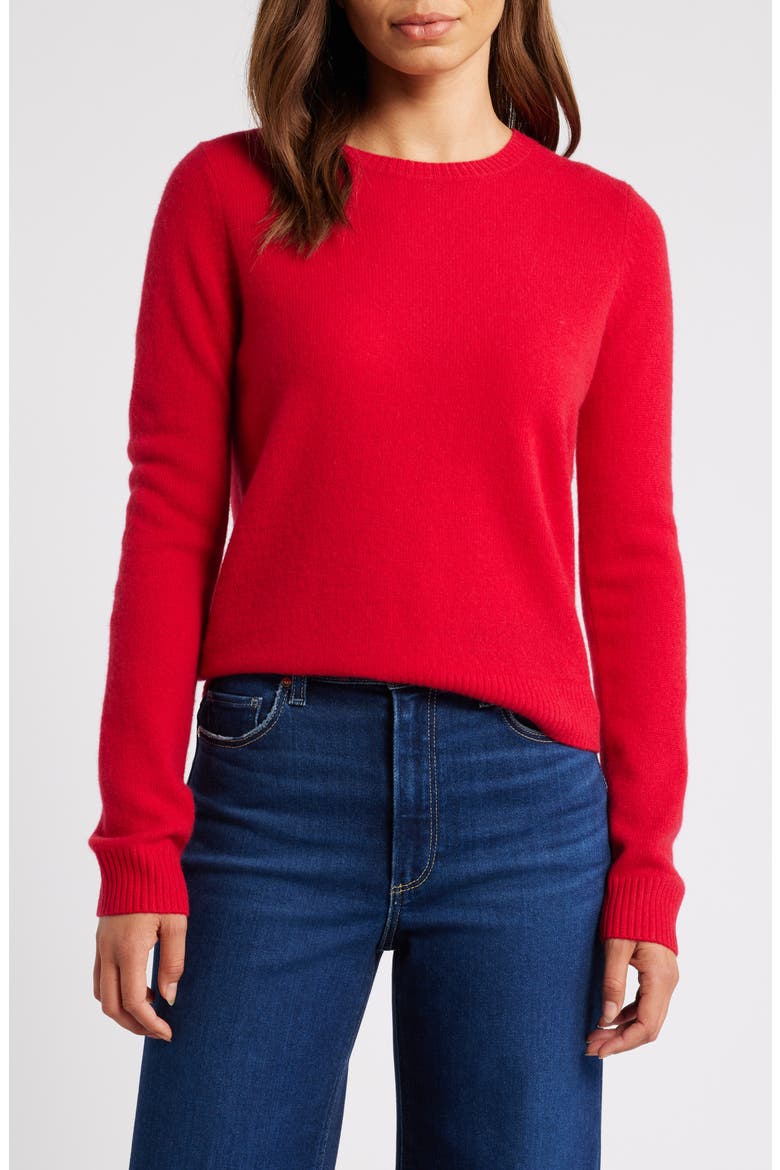 Cashmere Crewneck Sweater, Main, color, RED LYCHEE