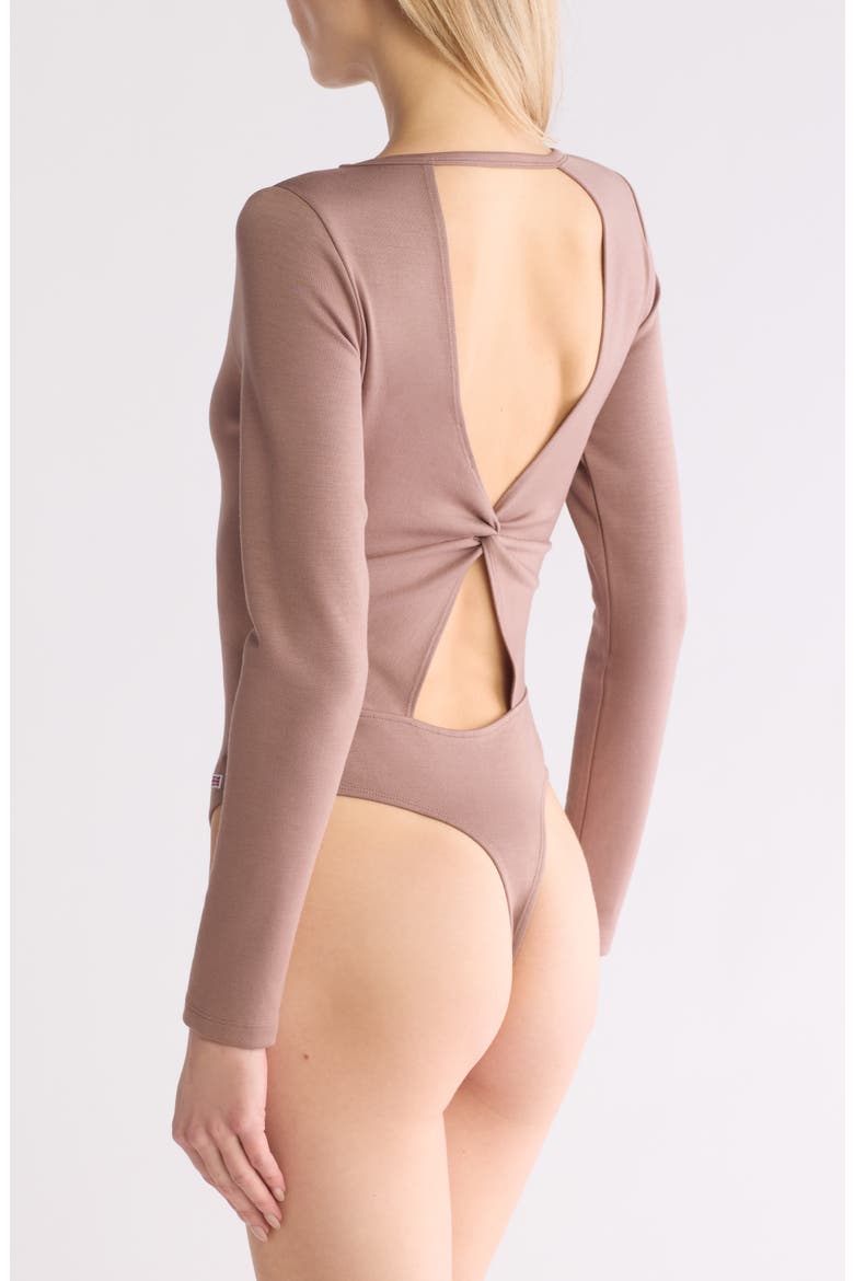 Scuba Knot Back Bodysuit, Alternate, color, DEEP TAUPE