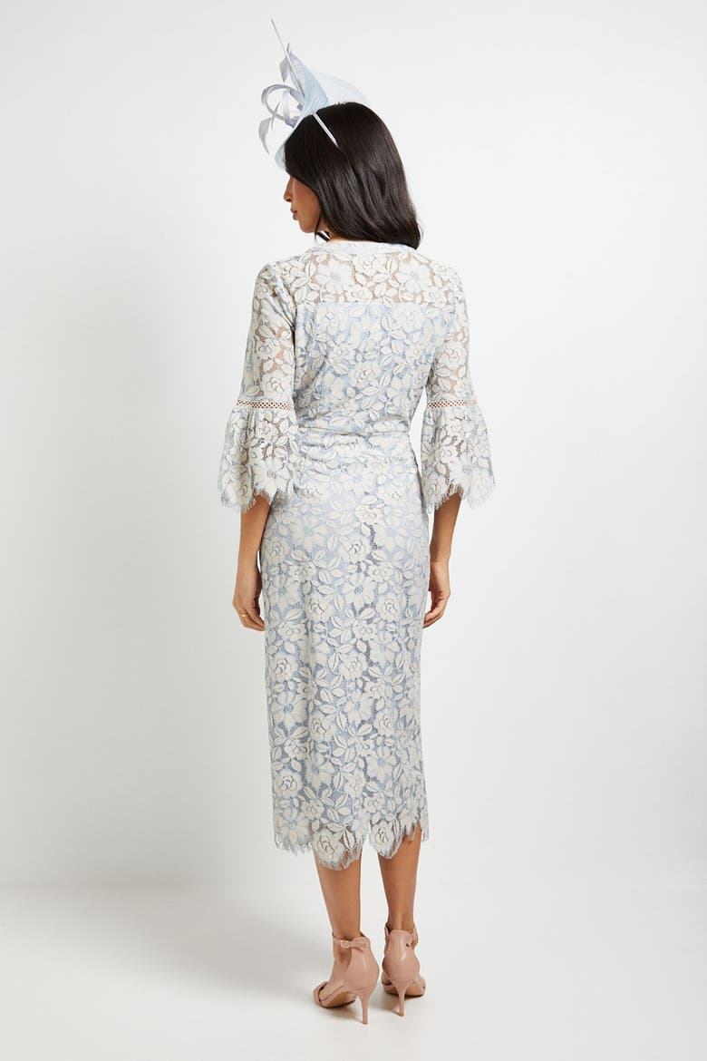 Lace Button Flute Sleeve Midi Dress, Alternate, color, Blush