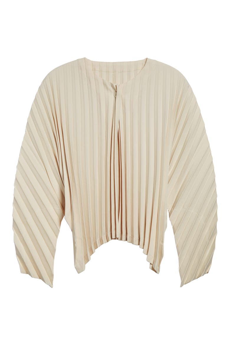 Circular Pleated Cardigan, Alternate, color, OFF WHITE