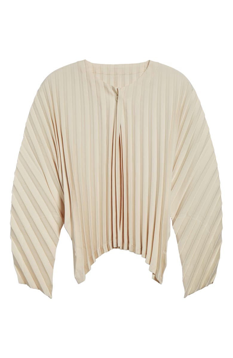 Pleats Please Issey Miyake Circular Pleated Cardigan, Alternate, color, Off White