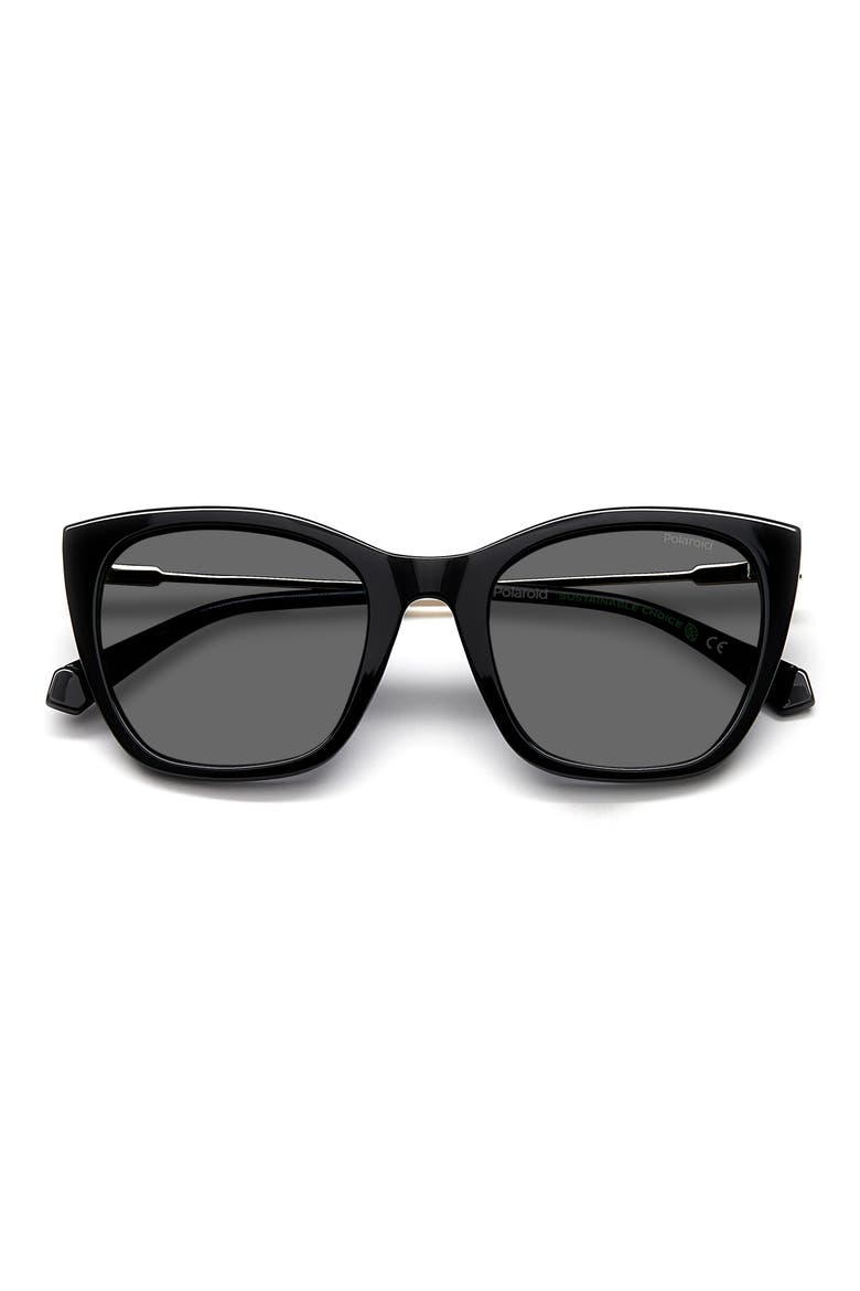 52mm Polarized Cat Eye Sunglasses, Main, color, BLACK/ GRAY POLAR