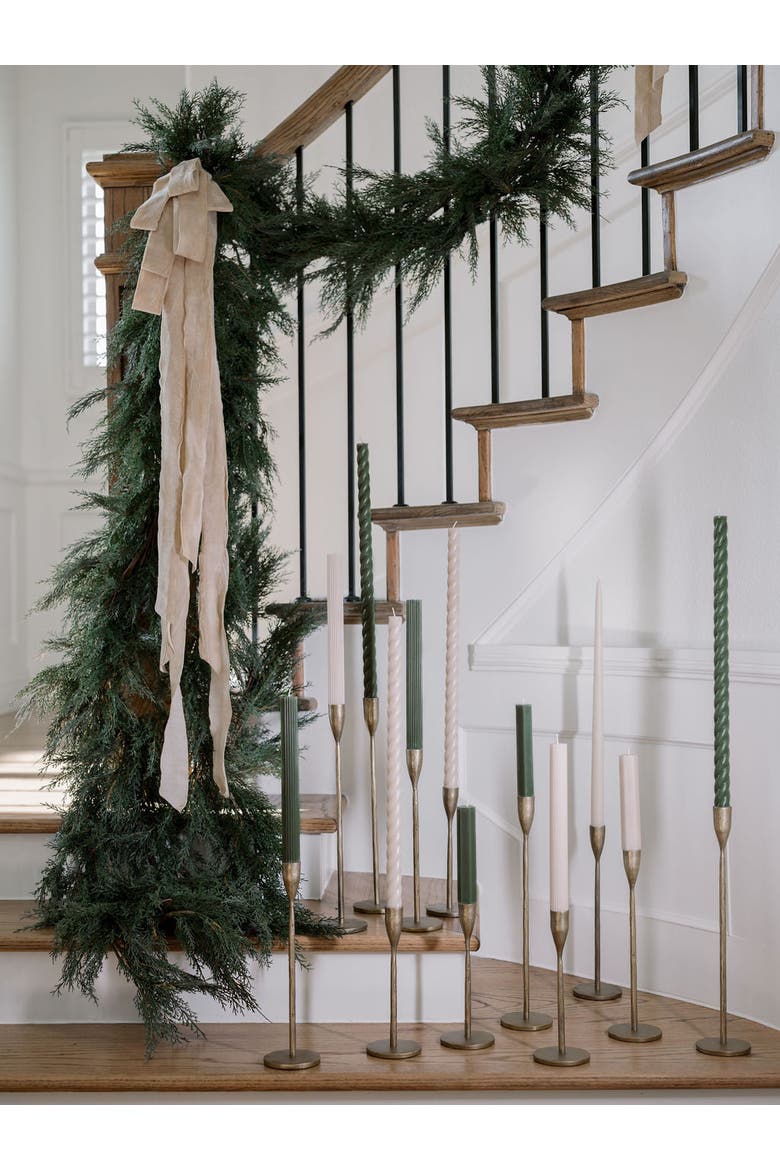 9' Faux Cedar Garland Evergreen, Alternate, color, Green