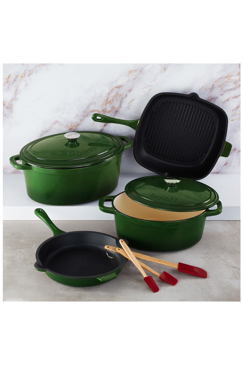 Neo Cast Iron 9-Piece Cookware Set, Alternate, color, GREEN