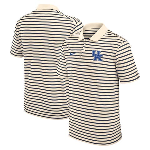 Men's Nike Cream Kentucky Wildcats Primary Logo Striped Dri-FIT Polo