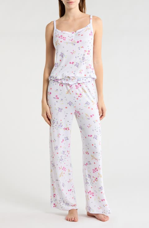 Henley Camisole & Flare Leg Pants Pajamas