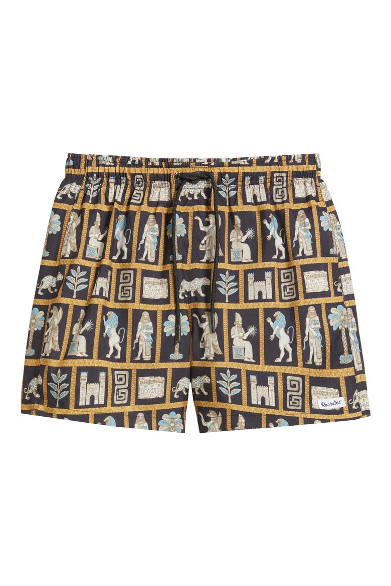 Mesopotamia Premium Mid Length Swim Trunks, Alternate, color, BLACK