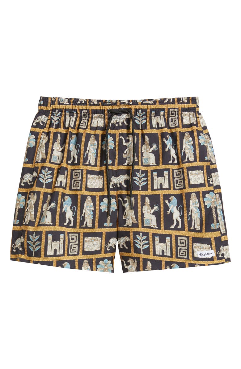 Boardies Mesopotamia Premium Mid Length Swim Trunks, Alternate, color, Black