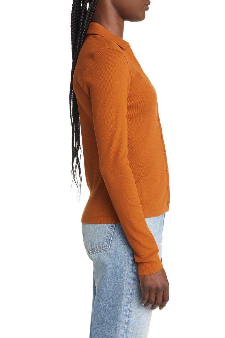 Button Front Knit Top, Alternate, color, RUST CARMEL