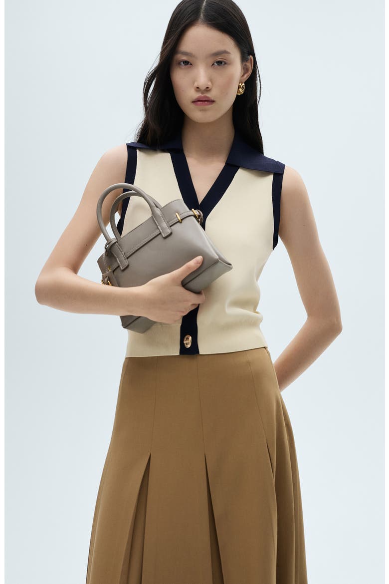 Contrast Trim Sweater Vest, Alternate, color, ECRU