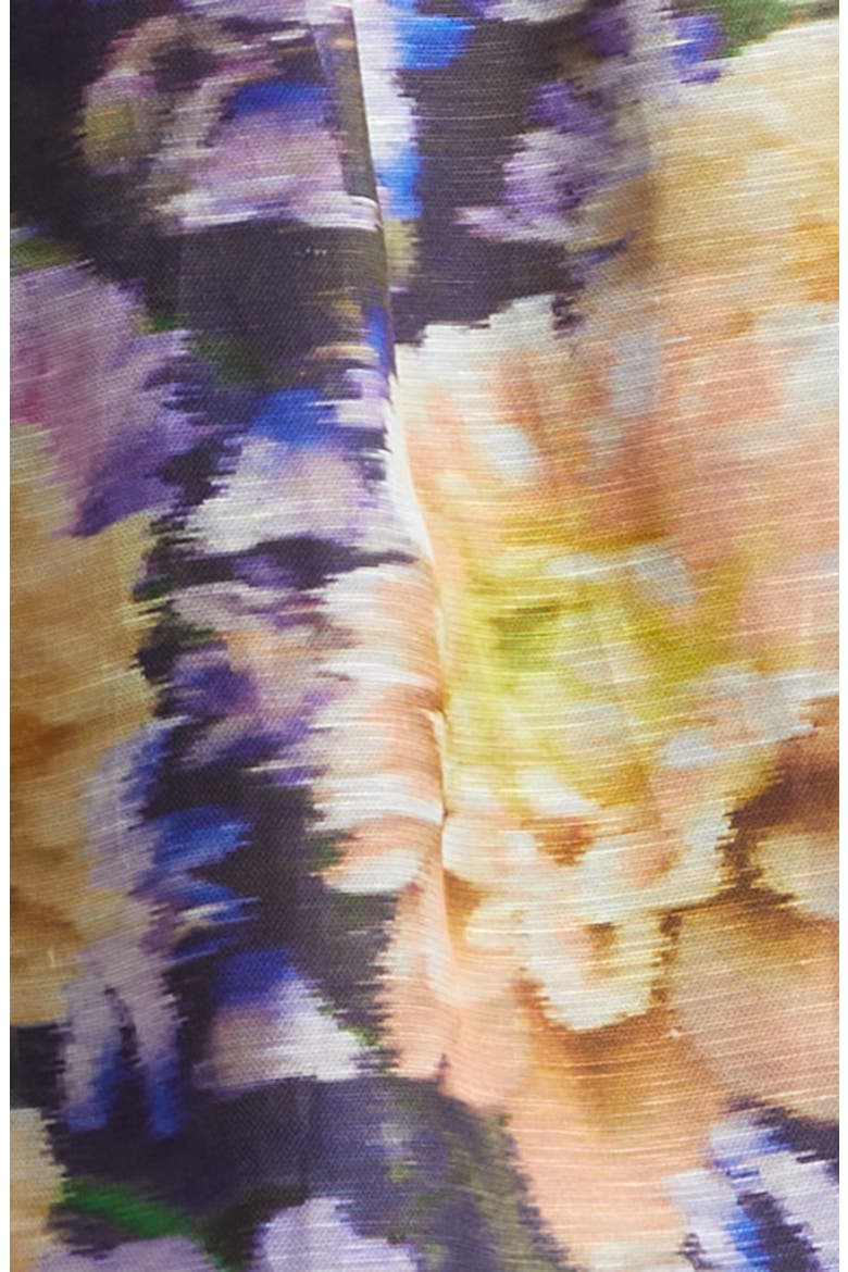 Luna Floral Plunge Neck Linen & Silk Minidress, Alternate, color, NAVY DAHLIA