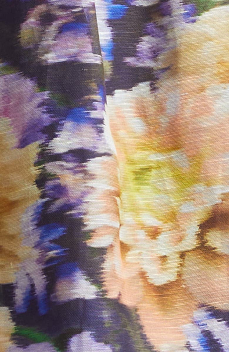 Zimmermann Luna Floral Plunge Neck Linen & Silk Minidress, Alternate, color, Navy Dahlia