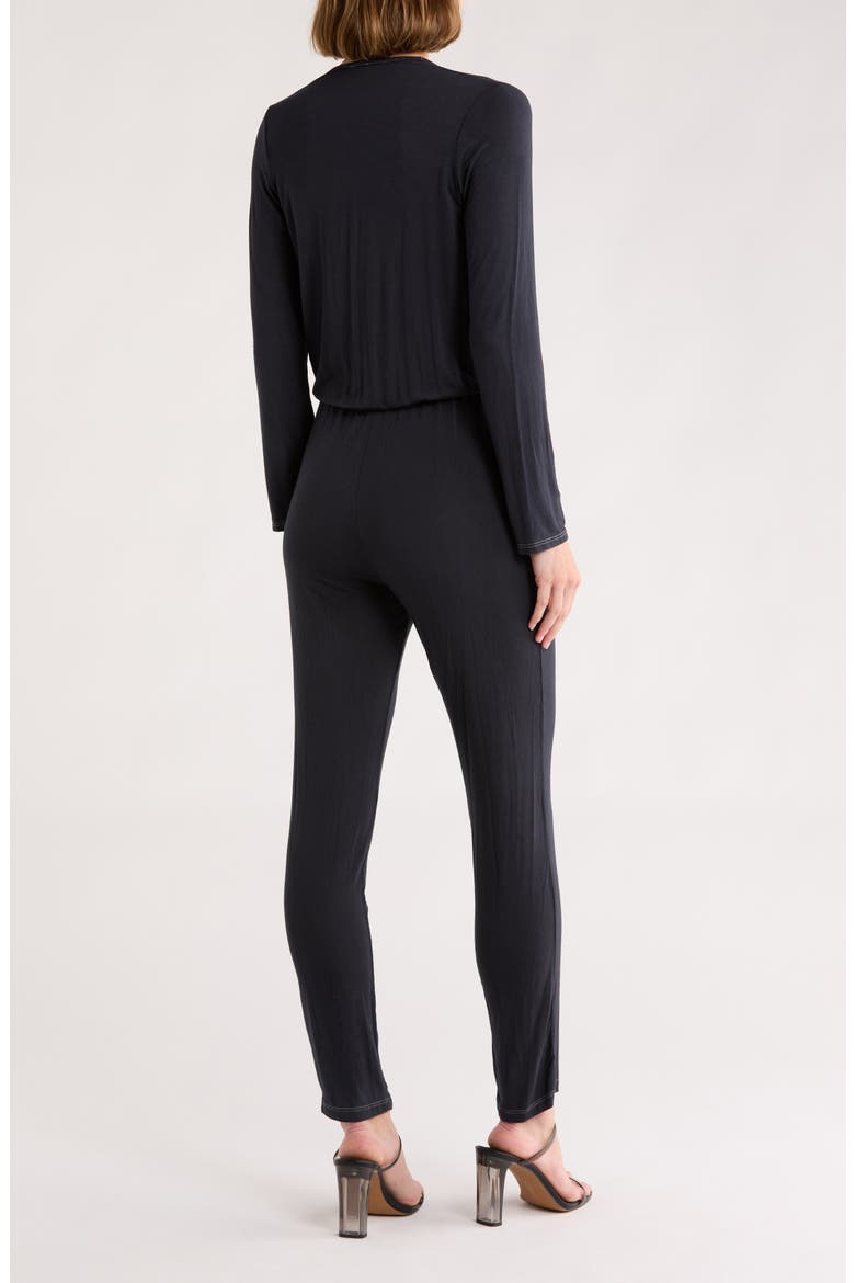 Long Sleeve Tie Waist Jumpsuit, Alternate, color, DEJA BLUE