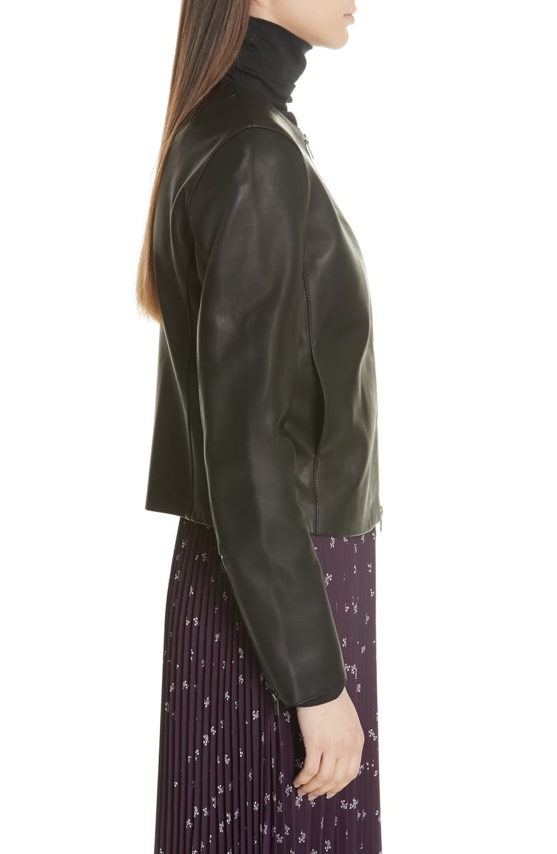 Vince Collarless Leather Jacket, Alternate, color, 