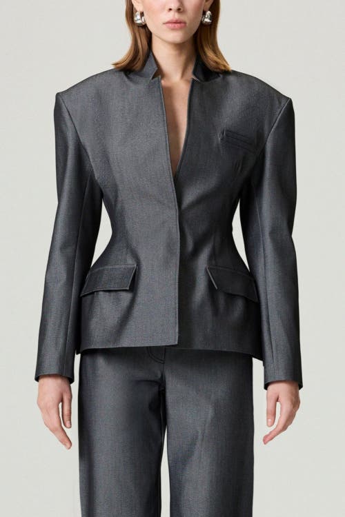 Nocturne Structured Padded High-neck Jacket In Gray