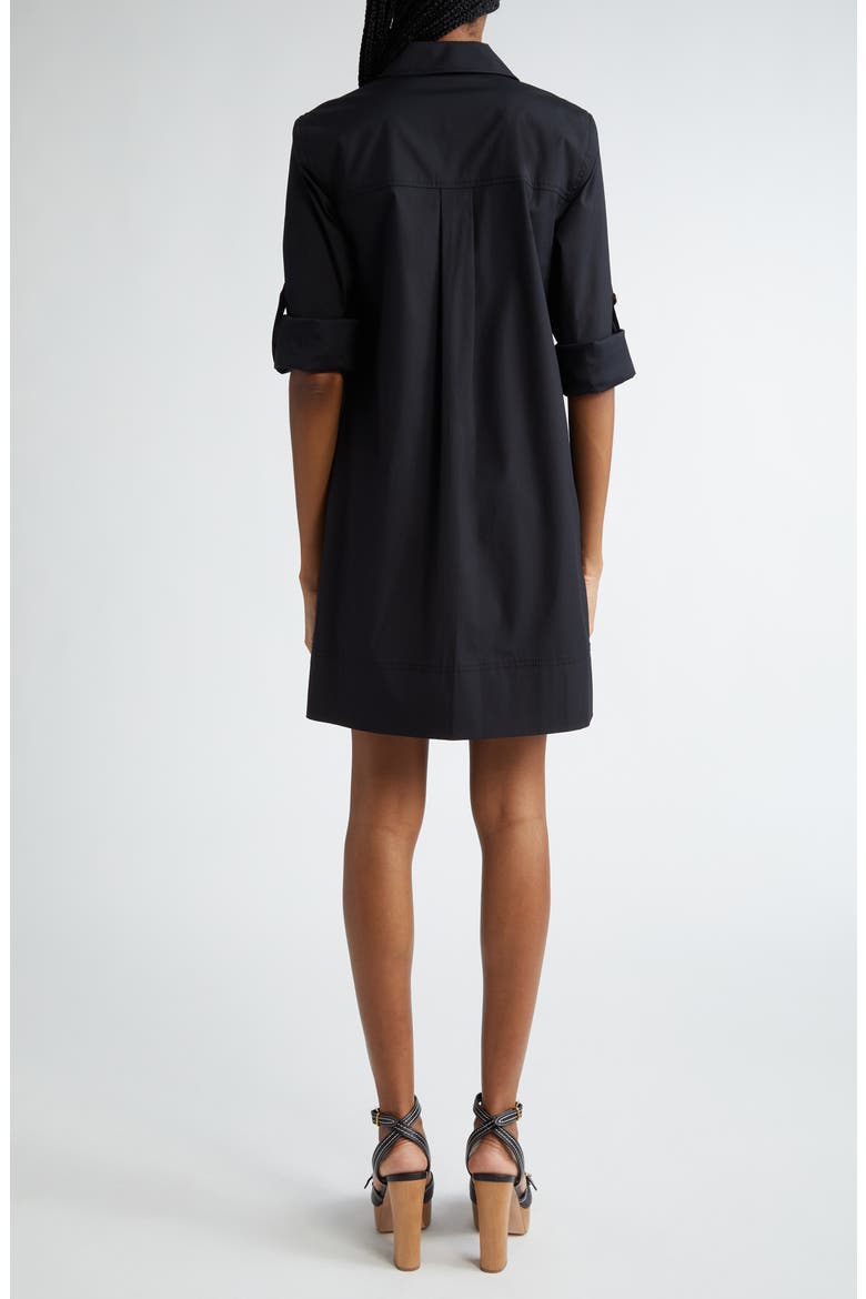 Saude Long Sleeve Cargo Shirtdress, Alternate, color, BLACK