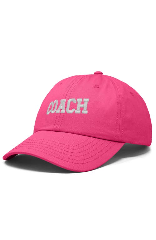 Dalix Coach Embroidered Sports Dad Cap In Hot Pink