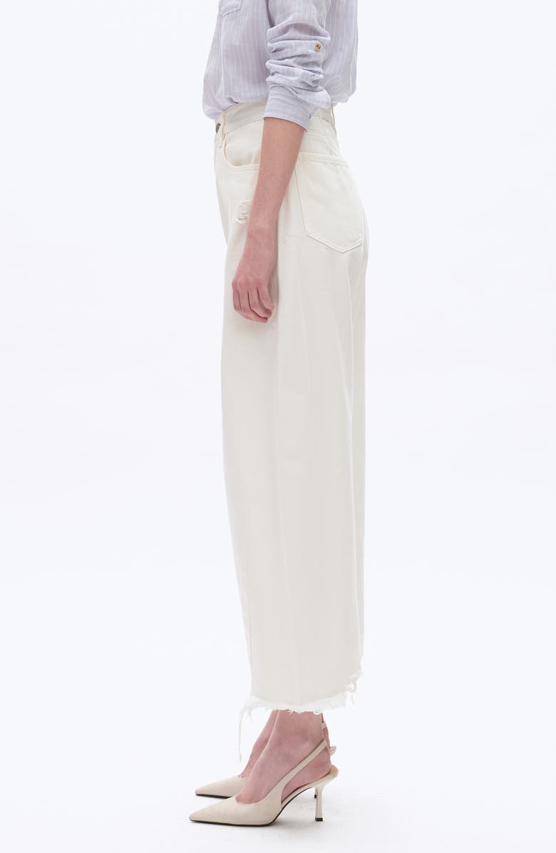 Bayeas Frayed Super High Waist Barrel Jeans, Alternate, color, White