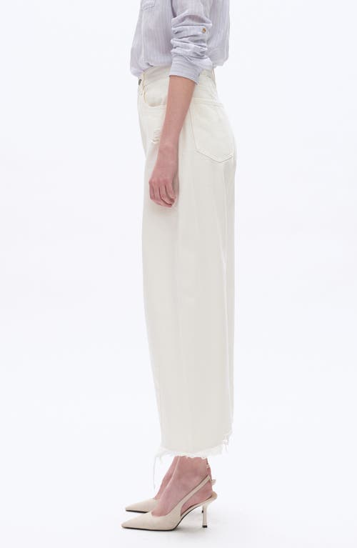 Bayeas Frayed Super High Waist Barrel Jeans In White