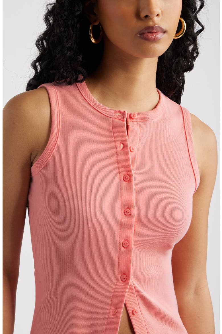 Rib Button-Up Tank, Alternate, color, PINK FLAMINGO