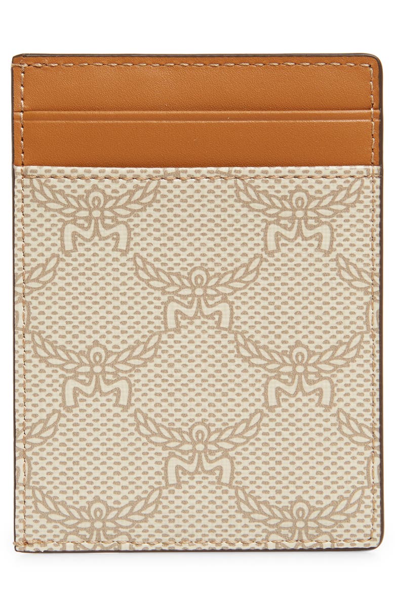 MCM Small Himmel Lauretos Coated Canvas Card Case, Alternate, color, Oatmeal