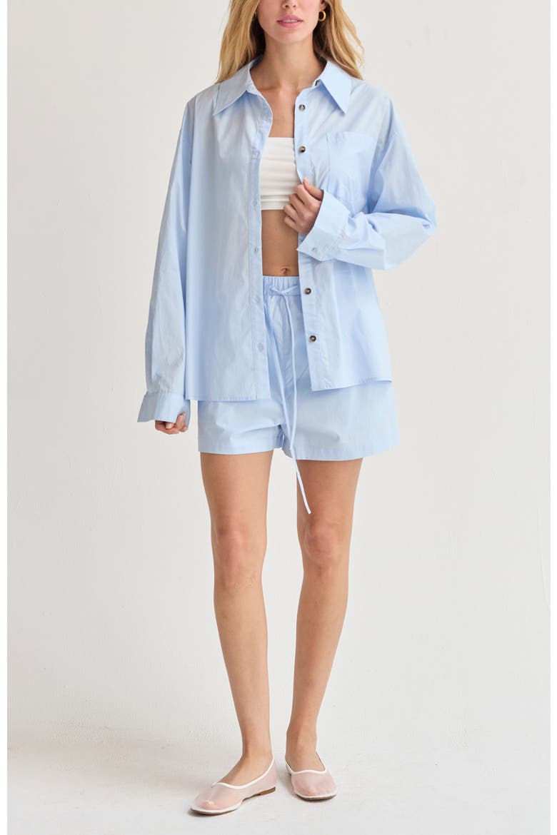 Oversized Poplin Shirt Two Piece Set, Alternate, color, Light Blue