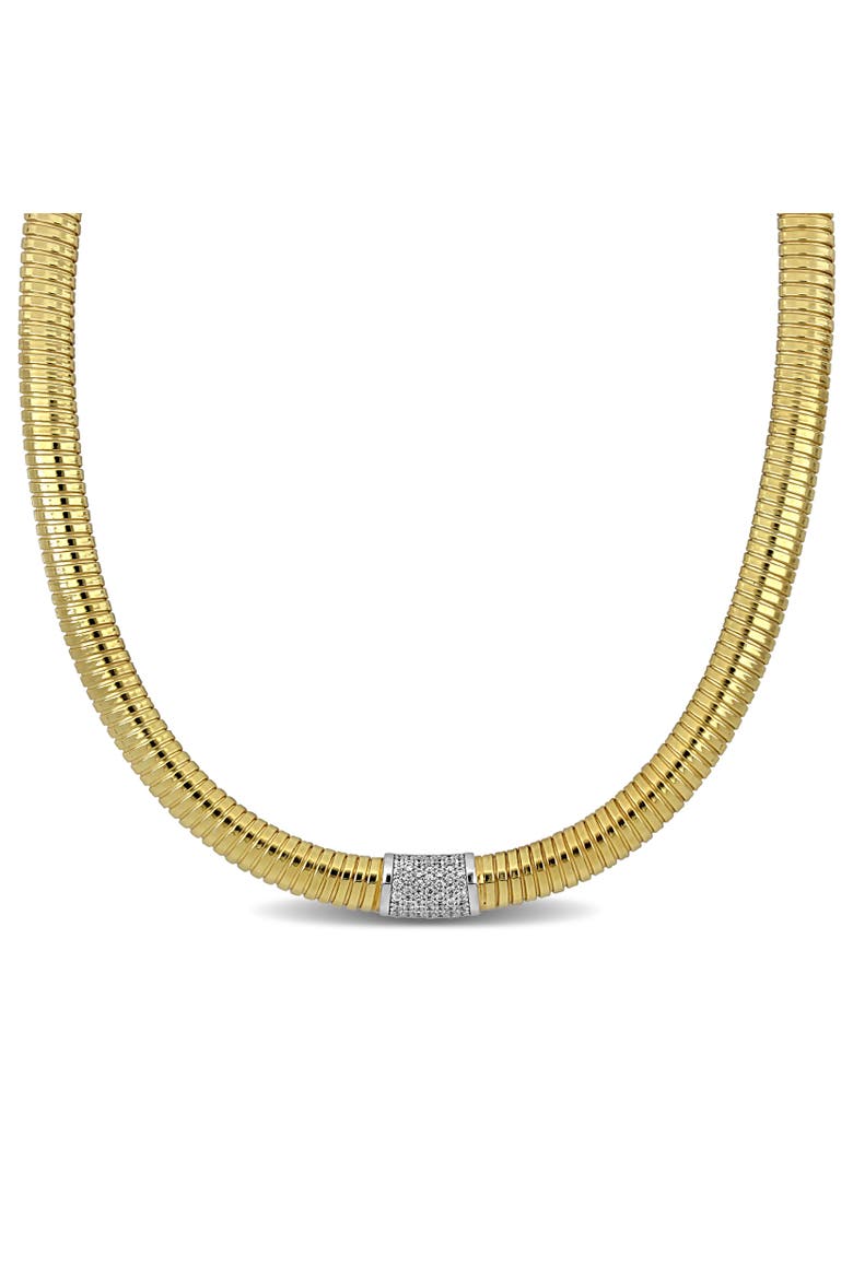 Cubic Zirconia Bombe Omega Necklace, Main, color, Yellow-Plated