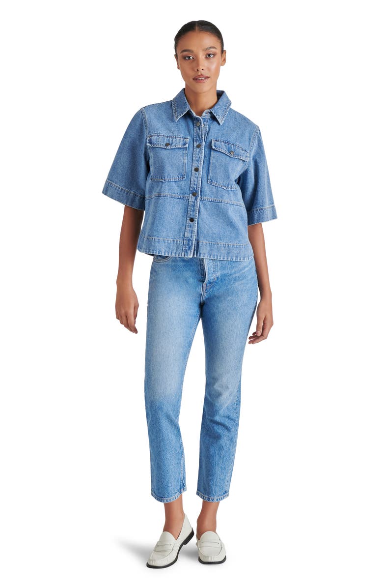 Steve Madden Eliana Denim Shirt, Alternate, color, Medium Blue