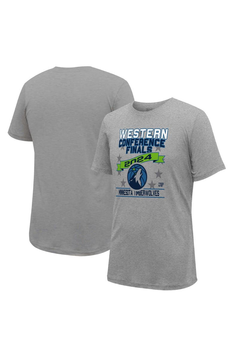 Stadium Essentials Unisex Stadium Essentials Heather Gray Minnesota Timberwolves 2024 Western Conference Finals T-Shirt, Main, color, 