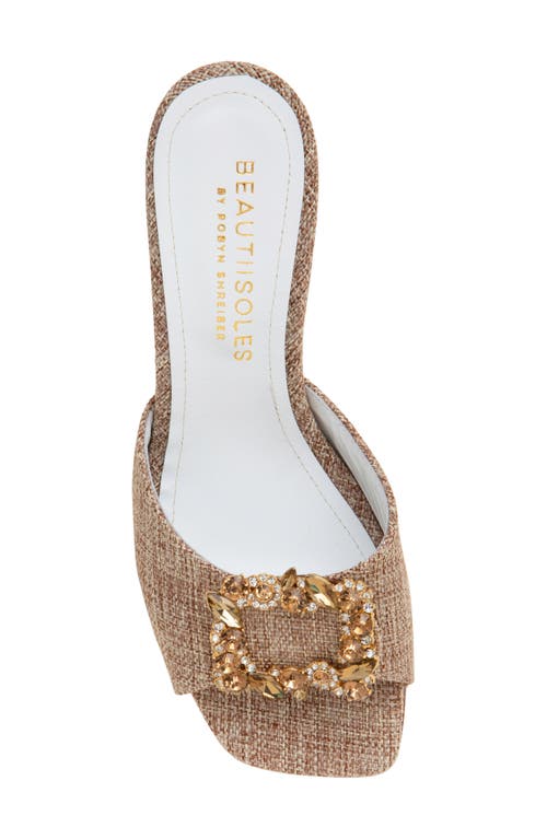 Beautiisoles Eden Kitten Heel Slide Sandal In Brown