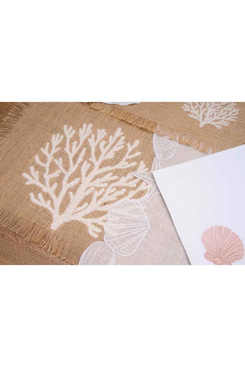 Nature Coral Fringed Woven Machine Washable Table Runner 14" x 72", Alternate, color, Pink