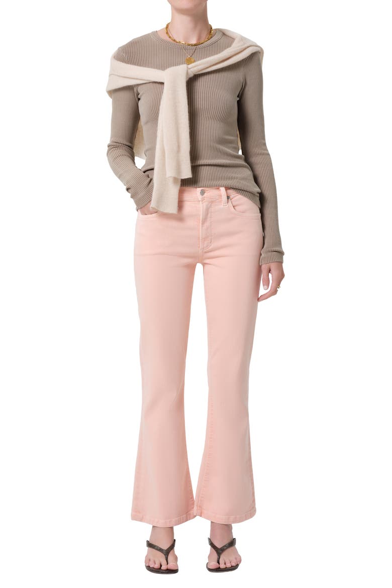 Goldie Mid Rise Kick Flare Jeans, Alternate, color, MELON CREME MD
