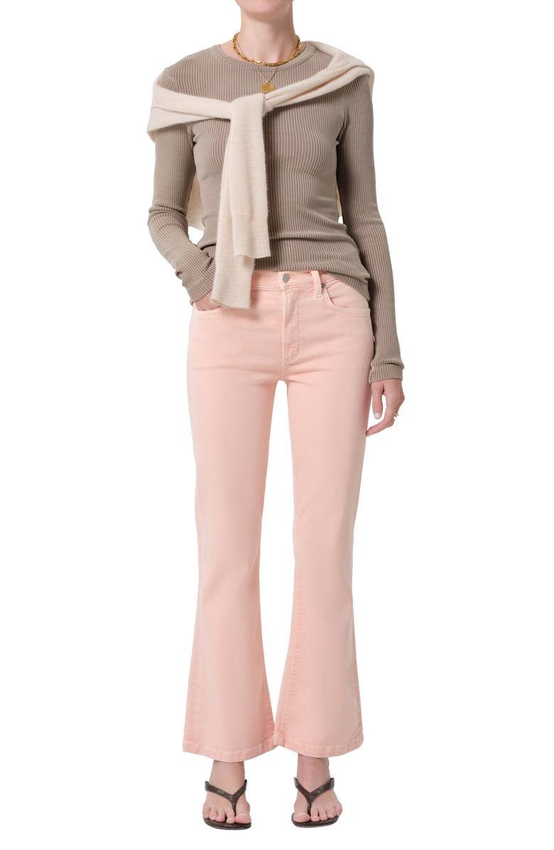 Citizens of Humanity Goldie Mid Rise Kick Flare Jeans, Alternate, color, Melon Creme Md