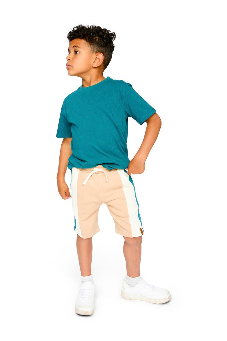 Sporty French Elastic Waistband Terry Shorts, Alternate, color, Beige