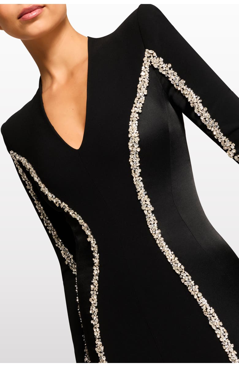 Jenny Packham Ghost Orchid Embellished Long-Sleeve Maxi Dress, Alternate, color, Liquorice
