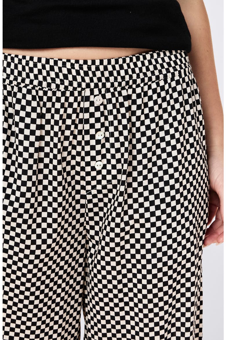 Anais Wide Leg Cotton Blend Pajama Pants, Alternate, color, BLACK ECRU