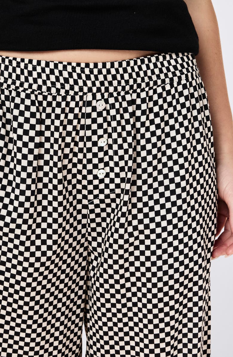 Papinelle Anais Wide Leg Cotton Blend Pajama Pants, Alternate, color, Black Ecru