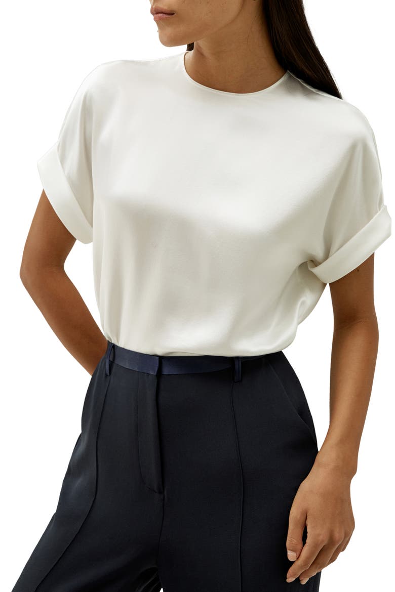 Women's Contemporary Oversized Silk Top, Main, color, Natural White