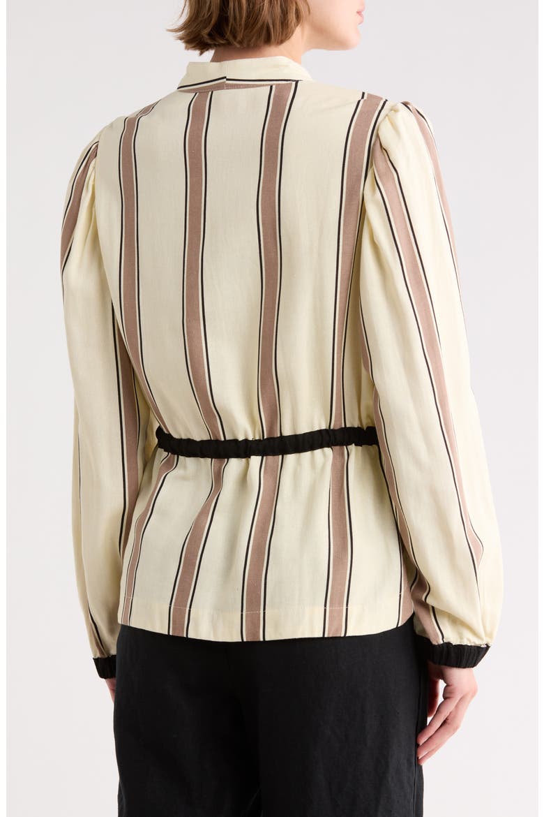 Stripe Drawstring Waist Jacket, Alternate, color, BEIGE PARQUE STRIPES