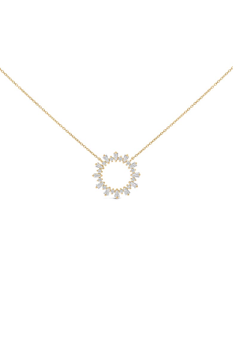 14K Yellow Gold Plated Sterling Silver 3/4 Cttw Diamond Starburst Pendant Necklace, Main, color, Yellow Gold over Silver