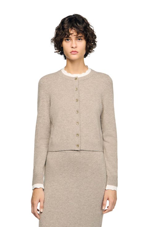 Cardigan with contrast collar
