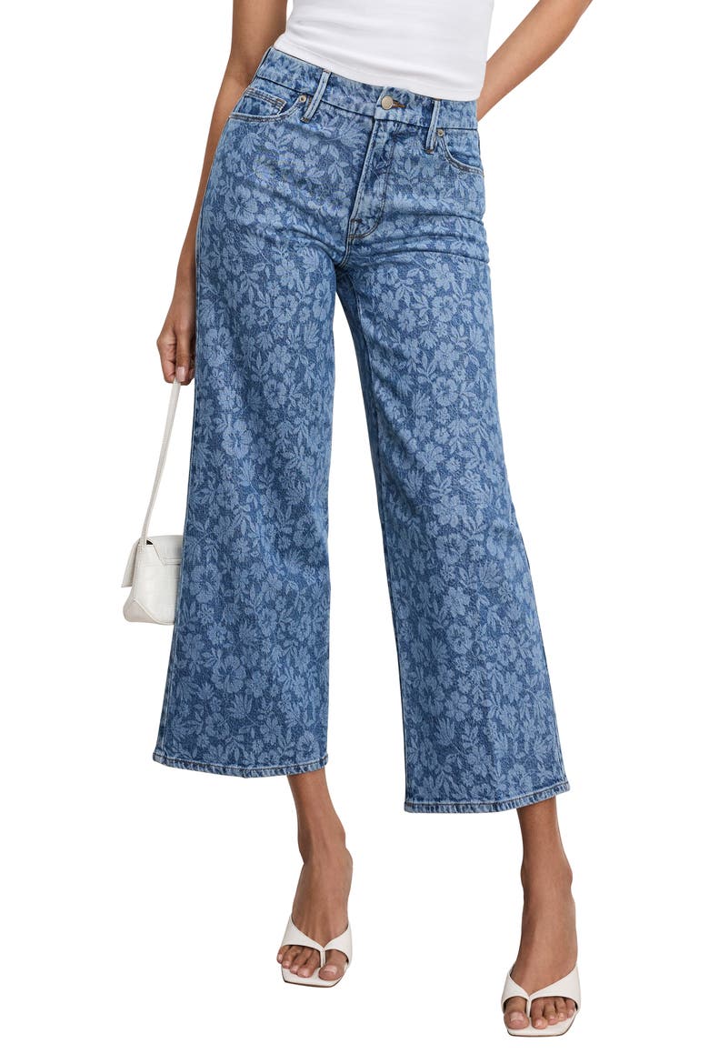 Good Waist High Waist Crop Palazzo Jeans, Main, color, HIBISCUS BLOOM001