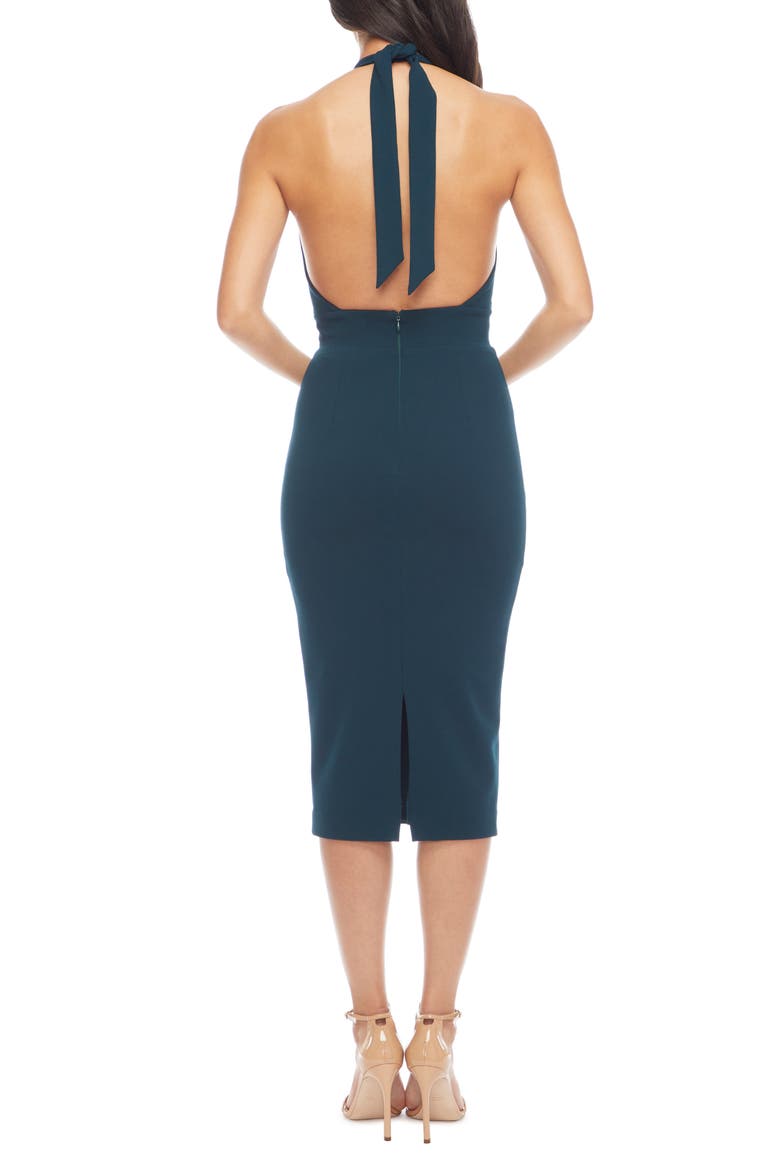 Vanessa Halter Body-Con Midi Dress, Alternate, color, PINE