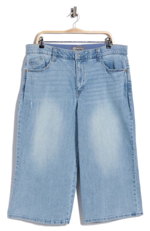 Relaxed Wide Leg Capri Jeans