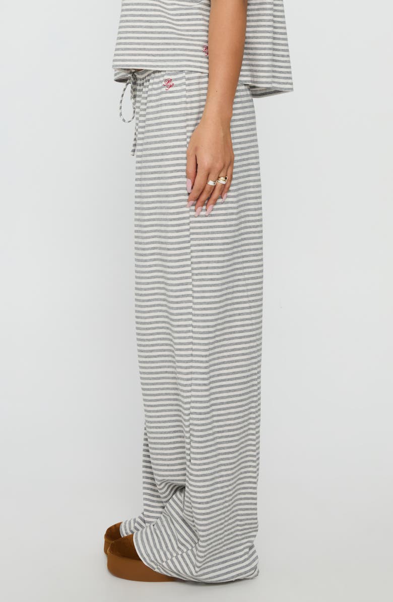 Princess Polly Tobie One-Shoulder Top & Pants Sleep Set, Alternate, color, Grey Stripe