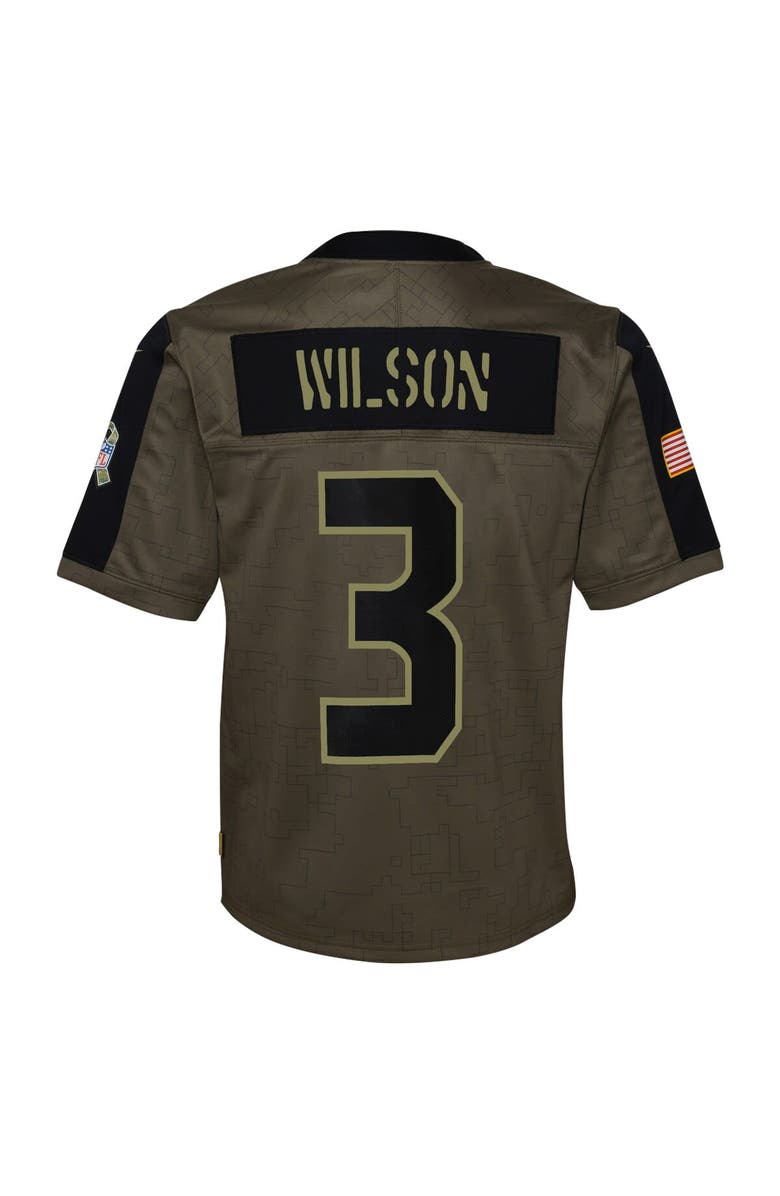Nike Youth Nike Russell Wilson Olive Seattle Seahawks 2021 Salute To Service Game Jersey, Alternate, color, 