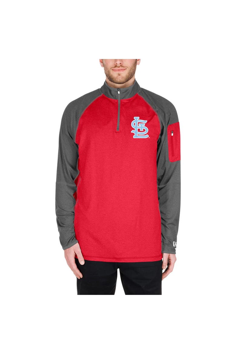 Men's New Era Red St. Louis Cardinals Father's Day Raglan Quarter-Zip Top, Alternate, color, Red