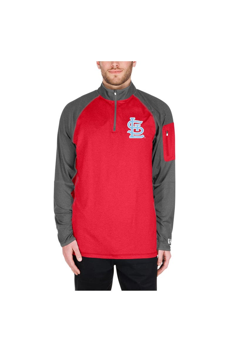 New Era Men's New Era Red St. Louis Cardinals Father's Day Raglan Quarter-Zip Top, Alternate, color, Red