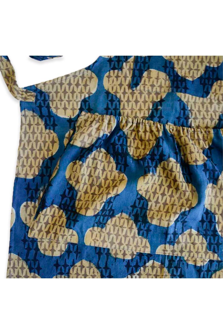 Organic Cotton Block Print Apron, Alternate, color, Blue