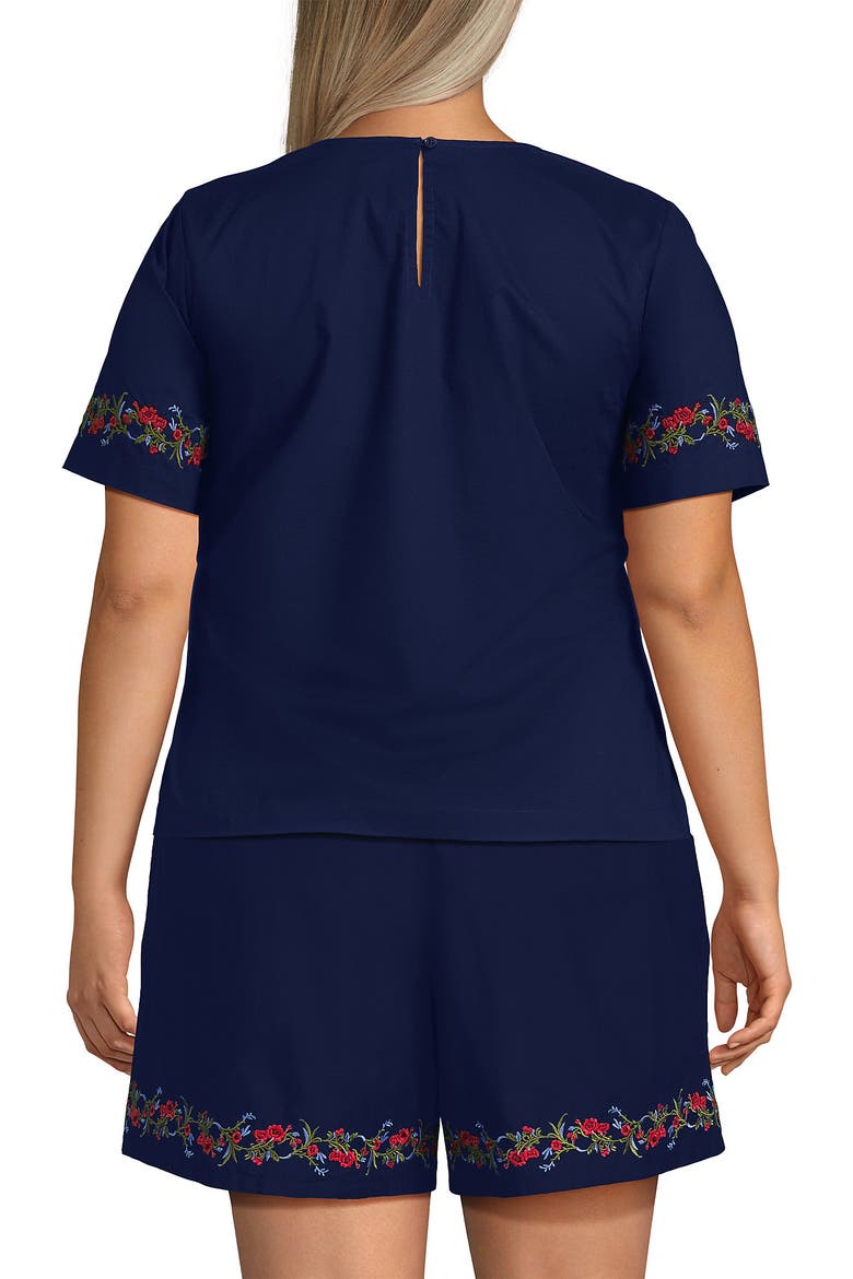Poplin Eyelet Back Tie Shirt, Alternate, color, Cherry Border/Deep Sea Navy